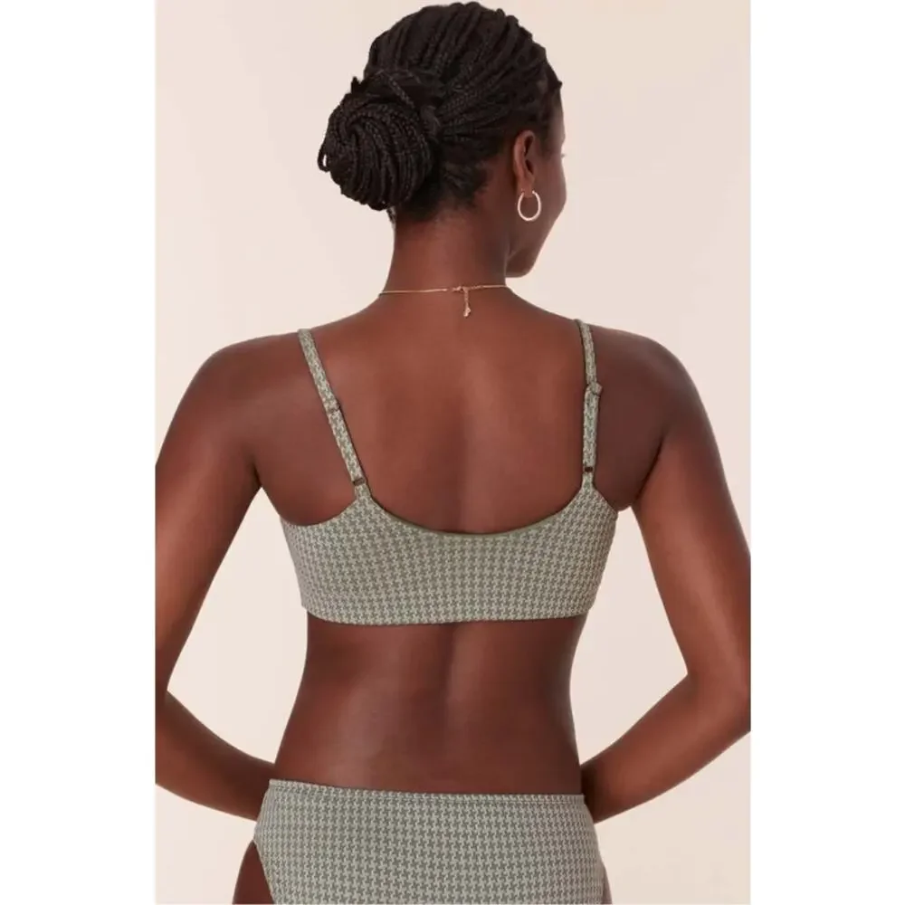 Andie Swim the Maui Houndstooth Bikini Top in Seagrass M NWT